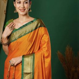 VILLAGIUS Floral Woven Design Zari Silk Cotton Saree-image-56