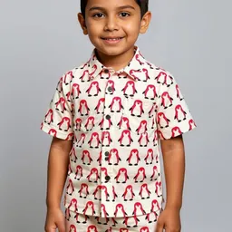 YK Boys Printed Short Sleeves Pure Cotton Shirt With Shorts-picture-45