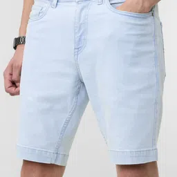 The Souled Store Men Running Denim Ice Blue Shorts-image-46