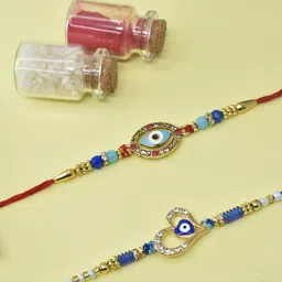 MEIRA JEWELLERY Set Of 2 Artificial Beaded Evil Eye Rakhis-16