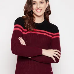 Duke Women Colourblocked Woollen Pullover-image-1