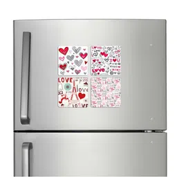 ARTBUG 4-Pcs White & Pink Printed Fridge Magnets-2