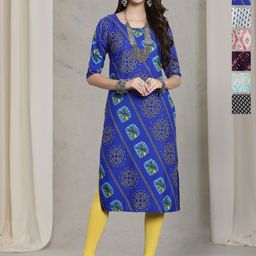 7Threads Selection Of 6 Ethnic Motifs Printed Round Neck Straight Kurta-image-64