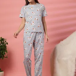 ETC Women Striped Night suit-77
