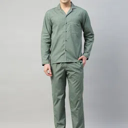 English Navy Men Checked Night suit-image-122