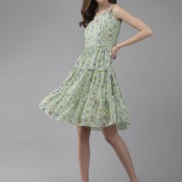 BAESD Floral Print Georgette A-Line Dress-image-97