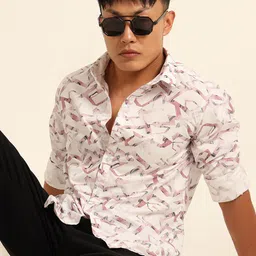 Bushirt Classic Abstract Printed Twill Pure Cotton Casual Shirt-image-13