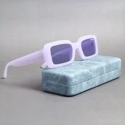 SUNGLASSIC Unisex Purple Rectangle Sunglasses with Polarised and UV Protected Lens-6