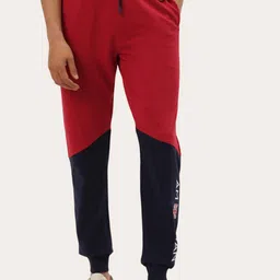 AMSWAN Men Colourblocked Cotton Mid-Rise Joggers-image-74