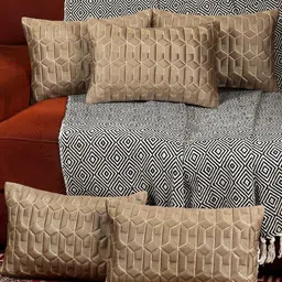 Mouse Color Rectangular Velvet Cushion Cover, Set of 5-59
