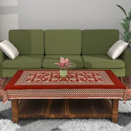 Kuber Industries Maroon & Gold Toned Floral Printed 4-Seater Table Cover-image-58