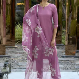 SHREE LAXMINARAYAN EXPORT Keyhole Neck Straight Kurta With Trousers & Dupatta-picture-47