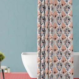 ArtzFolio White & Peach Printed Waterproof Shower Curtain-image-98