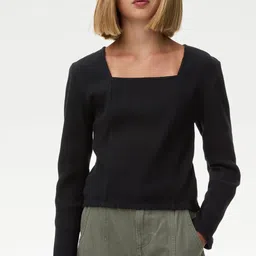 Marks & Spencer Girls  Solid Square Neck Cotton Top-picture-14