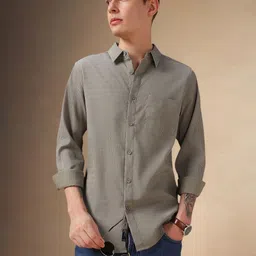 Dennis Lingo Men Spread Collar Textured Cotton Casual Shirt-image-76