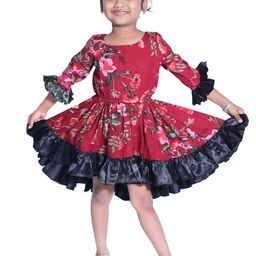 Wow Princess Floral Bell Sleeve Crepe A-Line Dress-image-98