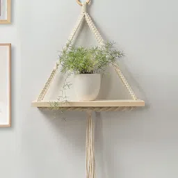 Decorcity White Macrame Hanging Shelf-21
