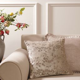 Pure Home and Living Cream-Coloured & Beige Embroidered Velvet Square Cushion Cover-picture-20
