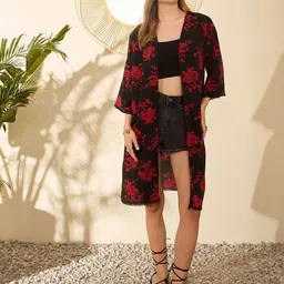 Berrylush Women Printed Longline Shrug-25