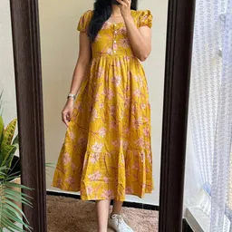 CORSICA Women Floral Print Fit & Flare Midi Dress-picture-25
