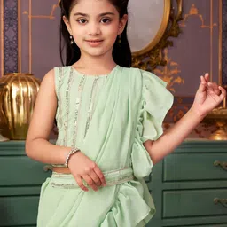 Aarika Girls Embellished Ready to Wear Lehenga & Blouse With Dupatta-image-87