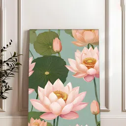 Myntra Elegant Homes Pink & Green Single Piece Canvas Floral and Botanical Wall Paintings-image-72