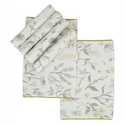 Ratan Cart Off White 4 Pcs Floral Printed Cotton Table Placemats-12