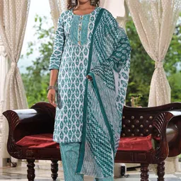 all about you Women Ethnic Motifs Printed Regular Kurta with Trousers & With Dupatta-picture-7