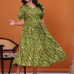 DECORIS Adults-Women Green Cotton Dresses-picture-38