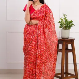 KCPC BANDHANI Women Red Sarees-picture-13