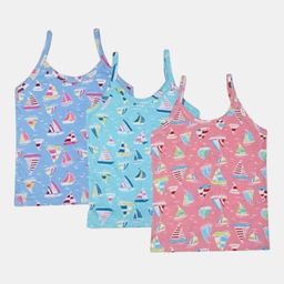 Dowin Girls Pack Of 3 Printed Cotton Camisoles-image-61