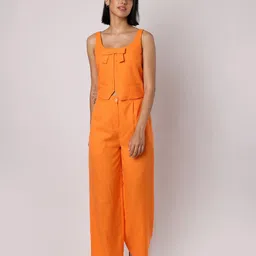 BLANC9 Scoop Neck Sleeveless Bow Waistcoat With Trousers-image-30