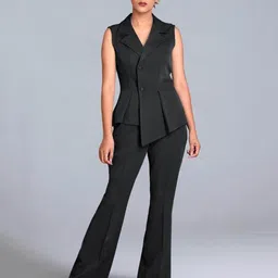 Jaey V Neck Asymmetrical Waistcoat With Trousers Co-Ords-picture-57