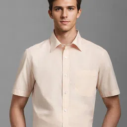 Louis Philippe Men Classic Spread Collar Solid Cotton Formal Shirt-image-45