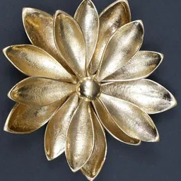 Exotic India Gold Toned Textured Brass Designer Flower Wall Decor-picture-12