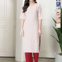 7Threads Women Pack Of 6 Floral Printed Straight Kurta-image-39