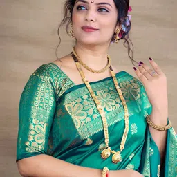 KALINI Ethnic Motifs Zari Pure Silk Banarasi Saree-image-94