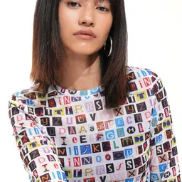 Tokyo Talkies Women Abstract Printed Round Neck Polycotton Top-picture-34