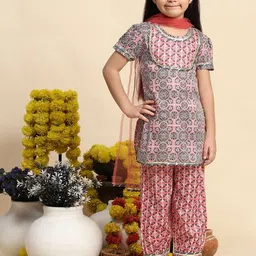 Cutiekins Boys Ethnic Motifs Printed Regular Kurta with Salwar & With Dupatta image 1