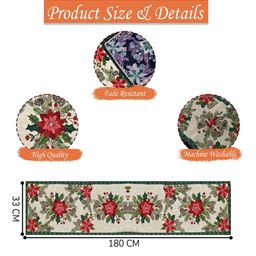 PRAKARTIK Red & Green Floral Printed Pure Cotton Durable TableRunner-40