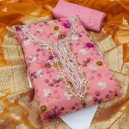 Maroosh Floral Printed Beads & Stones Unstitched Dress Material-picture-40