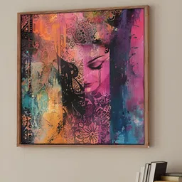 Myntra Elegant Homes Pink & Blue Abstract Canvas Wall Art-image-28
