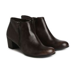 ECCO Women Leather Block Heeled Ankle Boots-11