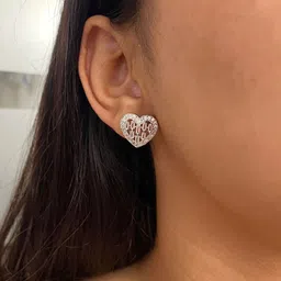 ISHKAARA Rhodium-Plated Heart Shaped Artificial Stones Studs image 3