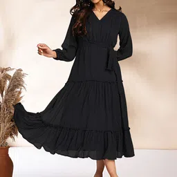 KALINI Puff Sleeve Chiffon Fit & Flare Maxi Dress-picture-32