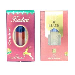 RAVIOUR LIFESTYLE Set Of 2 B Black & Kasturi Alcohol Free Attar - 8ml Each-28