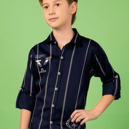 MashUp Boys Opaque Striped Casual Shirt-image-77