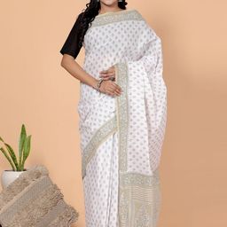 Jevi Prints Ethnic Printed Pure Cotton Block Print Saree-image-79