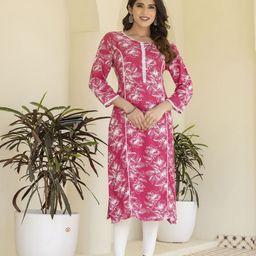 DRESSAR Women Woven Design Printed Round Neck Kurta-image-90