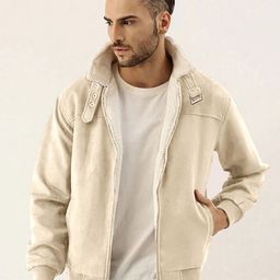 Campus Sutra Men Suede Windcheater Tailored Jacket-image-85